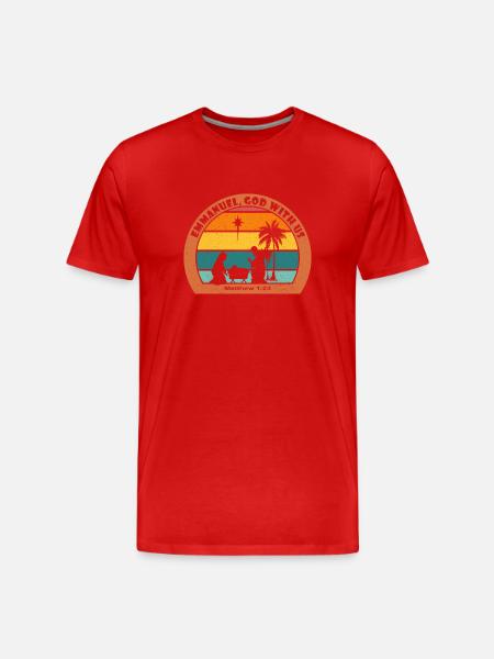 Christmas Nativity with Jesus - Emmanuel, God Wit - Men's Premium Organic T-Shirt - red