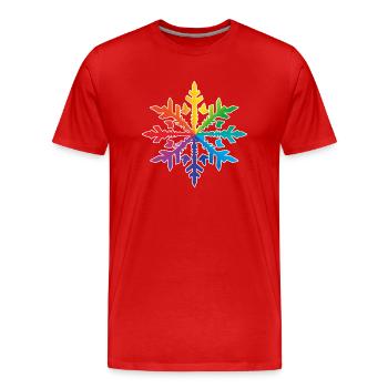 Schneeflocke Schnee Winter Weihnachten farbig 3 - Männer Premium Bio T-Shirt - Rot - Vorne - Damien (186cm)