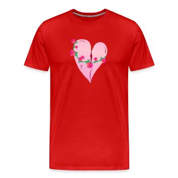 heart roses scars pink icon - Men's Premium Organic T-Shirt - red - Front - Damien (186cm)