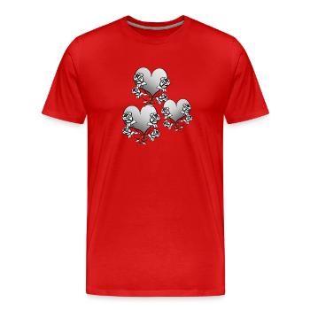 drei herzen blume herz form symbol grau - Männer Premium Bio T-Shirt - Rot - Vorne - Damien (186cm)