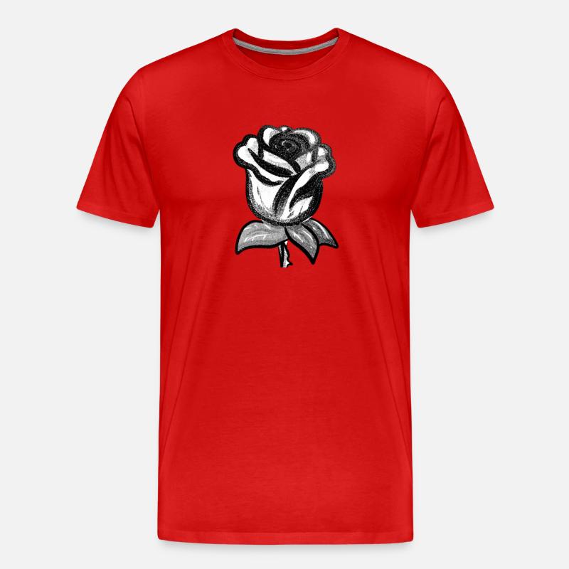 rose blume blüte grau - Männer Premium Bio T-Shirt - Rot