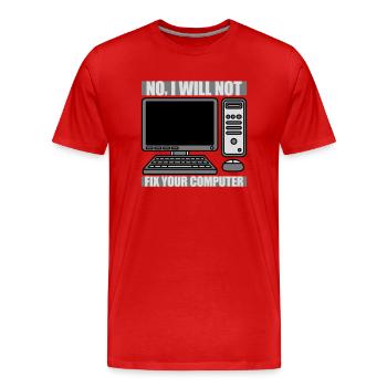 Ne pas réparer votre ordinateur - T-shirt bio Premium Homme - rouge - Devant - Damien (186cm)