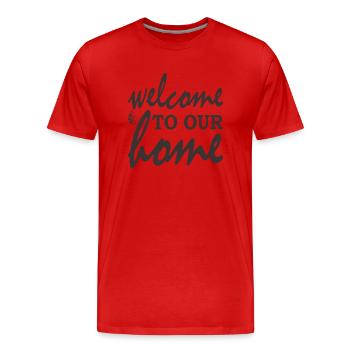 Bienvenue dans notre maison - T-shirt bio Premium Homme - rouge - Devant - Damien (186cm)