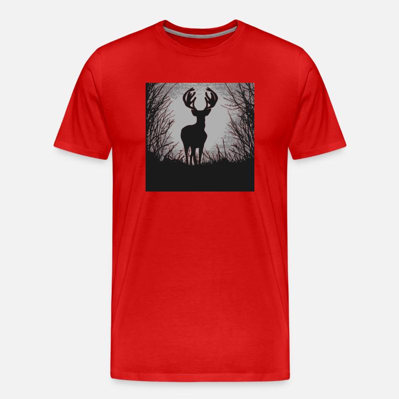 Hirsch im Wald - Männer Premium Bio T-Shirt - Rot