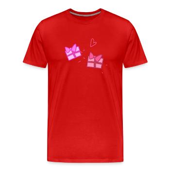 Deux cadeaux symbole forme Noël - T-shirt bio Premium Homme - rouge - Devant - Damien (186cm)