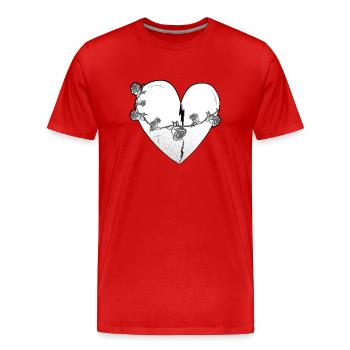 Heart Rose Scars Gray Symbol - Men's Premium Organic T-Shirt - red - Front - Damien (186cm)