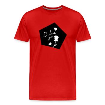Je t’aime Symbole forme fleur - T-shirt bio Premium Homme - rouge - Devant - Damien (186cm)