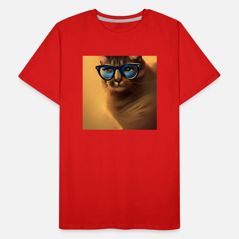 Katze mit Brille Männer Premium Bio T-Shirt