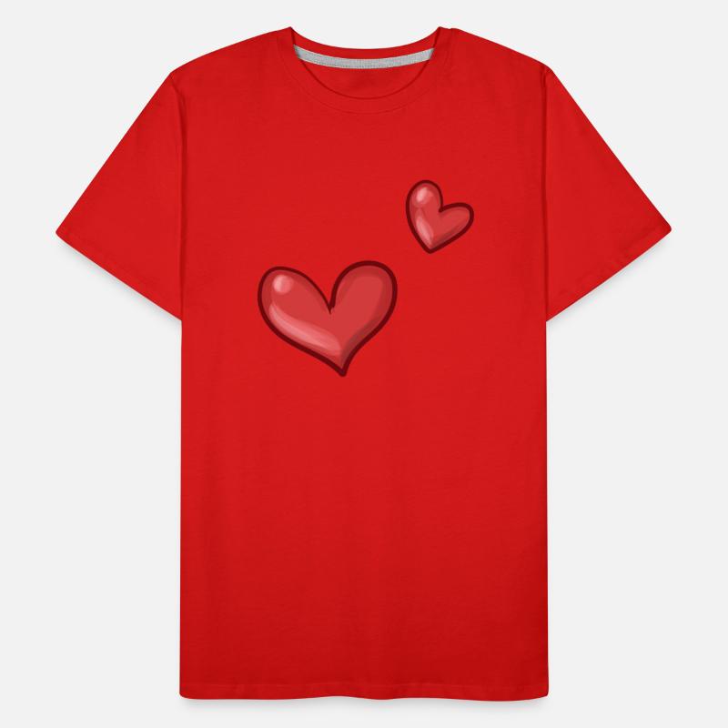 Deux cœurs rouges T-shirt bio Premium Homme