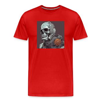 Soldier robot skull of the future - Men's Premium Organic T-Shirt - red - Front - Damien (186cm)