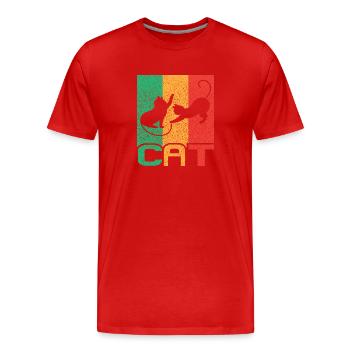 Cat Vintage Rétro - T-shirt bio Premium Homme - rouge - Devant - Damien (186cm)
