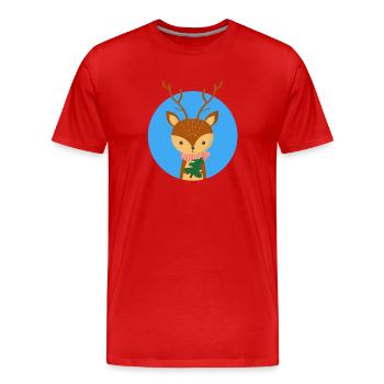 Deer and Christmas tree - Men's Premium Organic T-Shirt - red - Front - Damien (186cm)