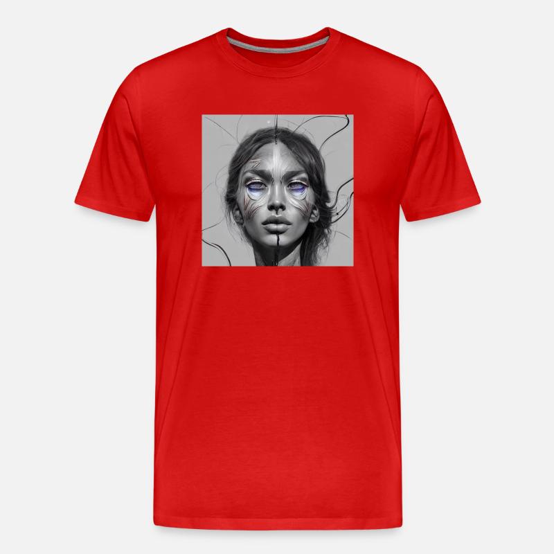 Frau Art Work Selfie - Männer Premium Bio T-Shirt - Rot