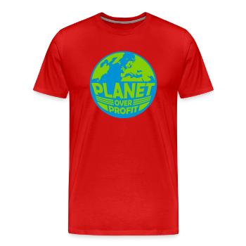 Planète sur le devis de profit - T-shirt bio Premium Homme - rouge - Devant - Damien (186cm)
