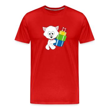 KATZE - GESCHENKE - WEIHNACHTEN - TIER - TIERISCH - Männer Premium Bio T-Shirt - Rot - Vorne - Damien (186cm)