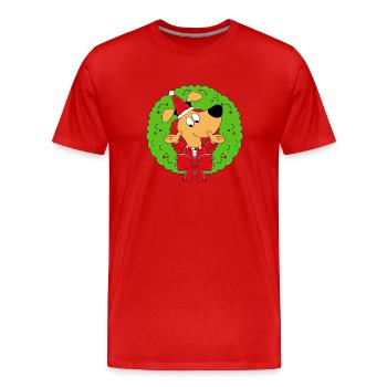 HUND - ADVENTSKRANZ - ADVENT - WEIHNACHTEN - TIER - Männer Premium Bio T-Shirt - Rot - Vorne - Damien (186cm)