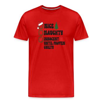 Nice Naughty Innocent Until Proven Checklist - Men's Premium Organic T-Shirt - red - Front - Damien (186cm)