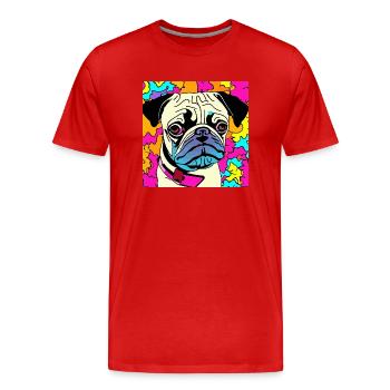 Chiot carlin - T-shirt bio Premium Homme - rouge - Devant - Damien (186cm)