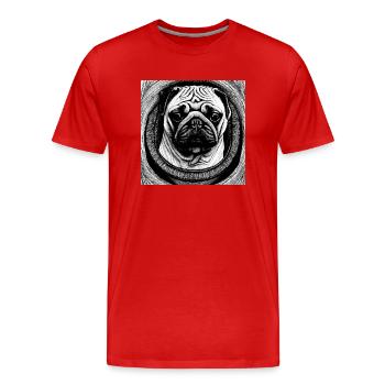 Chiot carlin - T-shirt bio Premium Homme - rouge - Devant - Damien (186cm)