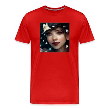 Woman Angel at Christmas - Men's Premium Organic T-Shirt - red - Front - Damien (186cm)