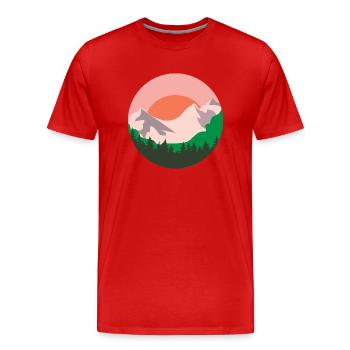 mountains and trees in sunset - Men's Premium Organic T-Shirt - red - Front - Damien (186cm)