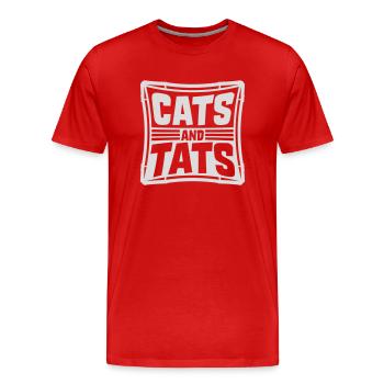 cats and tats Zitat - Männer Premium Bio T-Shirt - Rot - Vorne - Damien (186cm)