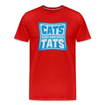 cats and tats Zitat - Männer Premium Bio T-Shirt - Rot - Vorne - Damien (186cm)