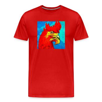 Illustration eines Hahns im Van-Gogh-Stil - Männer Premium Bio T-Shirt - Rot - Vorne - Damien (186cm)