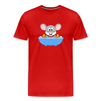 MAUS - BADEWANNE - TIER - TIERISCH - Männer Premium Bio T-Shirt - Rot - Vorne - Damien (186cm)