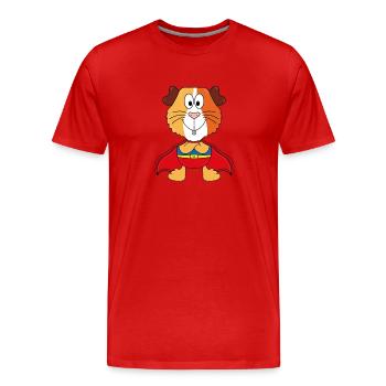 SUPERHELD - MEERSCHWEINCHEN - TIER - TIERISCH - Männer Premium Bio T-Shirt - Rot - Vorne - Damien (186cm)
