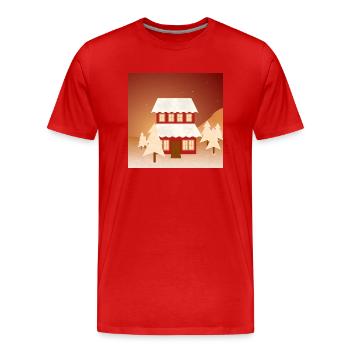 Paysage de Noël - T-shirt bio Premium Homme - rouge - Devant - Damien (186cm)