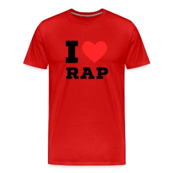 J’adore le rap - T-shirt bio Premium Homme - rouge - Devant - Damien (186cm)