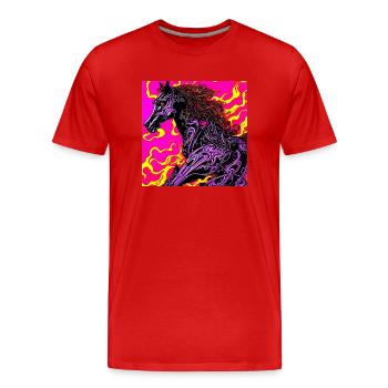 Abstrakte Darstellung eines Pferdes - Männer Premium Bio T-Shirt - Rot - Vorne - Damien (186cm)