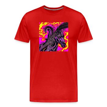 Abstrakte Darstellung eines Pferdes - Männer Premium Bio T-Shirt - Rot - Vorne - Damien (186cm)