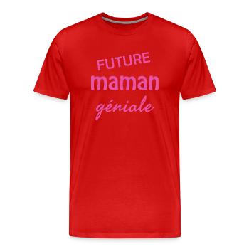 future maman géniale / je vais être maman - T-shirt bio Premium Homme - rouge - Devant - Damien (186cm)