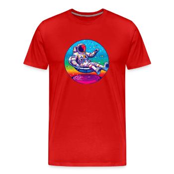 Funky Astronaut im Weltraum nimmt ein Bad - Männer Premium Bio T-Shirt - Rot - Vorne - Damien (186cm)