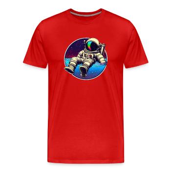 Funky Astronaut im Weltraum nimmt ein Bad - Männer Premium Bio T-Shirt - Rot - Vorne - Damien (186cm)