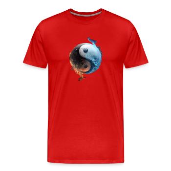 Ying et Yang Feu et glace en équilibre - T-shirt bio Premium Homme - rouge - Devant - Damien (186cm)