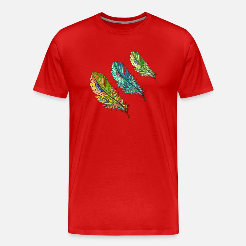 Feder - Männer Premium Bio T-Shirt - Rot