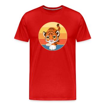 Tiger Big Cat Vintage Retro Sonnenuntergang - Männer Premium Bio T-Shirt - Rot - Vorne - Damien (186cm)