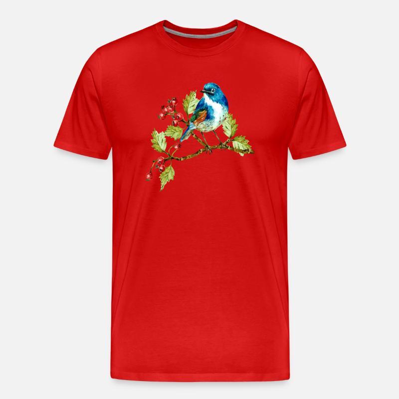 Bunter Vogel - Männer Premium Bio T-Shirt - Rot