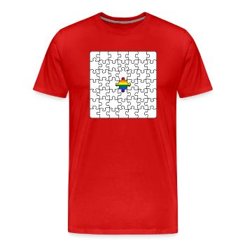 LGBTQ Puzzle Rainbow Flag Puzzle Piece LGBT - T-shirt bio Premium Homme - rouge - Devant - Damien (186cm)