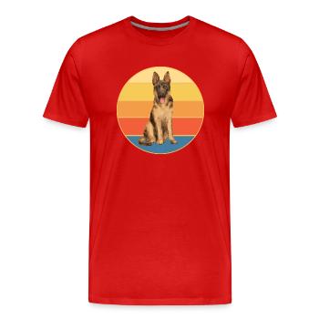 German Shepherd Dog Breed Vintage Retro Sunset - Men's Premium Organic T-Shirt - red - Front - Damien (186cm)