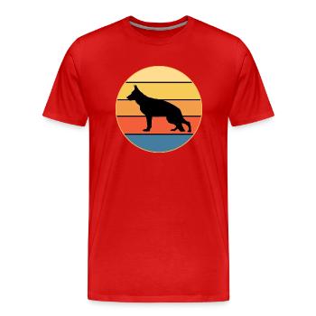 German Shepherd Dog Breed Vintage Retro Sunset - Men's Premium Organic T-Shirt - red - Front - Damien (186cm)