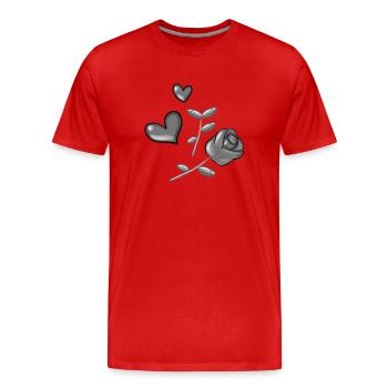 zwei herzen grau blume pflanze symbol - Männer Premium Bio T-Shirt - Rot - Vorne - Damien (186cm)