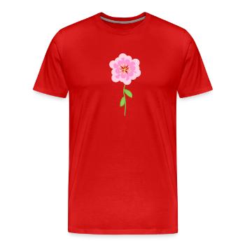 Fleur rose Cartoon Symbol Shape - T-shirt bio Premium Homme - rouge - Devant - Damien (186cm)