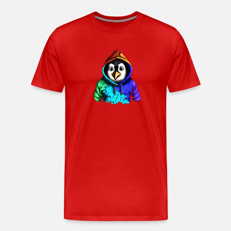 Pingouin surpris avec pull - T-shirt bio Premium Homme - rouge