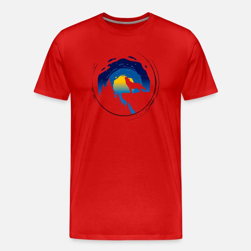 Wolf 1 - Männer Premium Bio T-Shirt - Rot