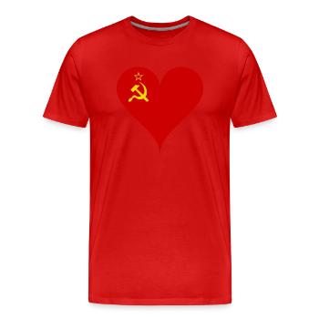 Amour Union soviétique Russie bras faucille marteau - T-shirt bio Premium Homme - rouge - Devant - Damien (186cm)