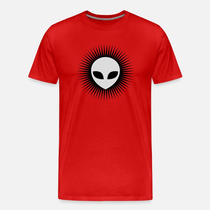 Strahlen Alien Kopf grau - Männer Premium Bio T-Shirt - Rot